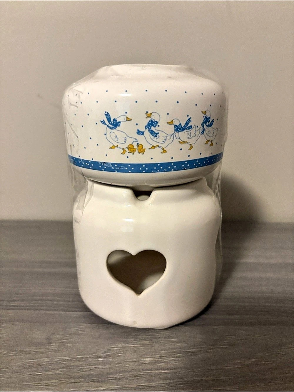Vintage Ceramic Duck/Heart Tea Light Potpourri Wax Warmer Country Cottage Core